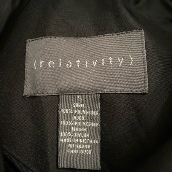 Relativity Lightweight Jacket, Solid Black, full Zipper Front Small Relaxed Fit - Picture 8 of 14